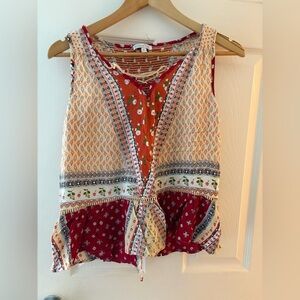 Patrons of Peace boho floral paisley peplum tank size medium